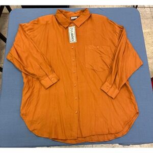 Vintage JULIANO Women's Orange Long Sleeve Button Down UP Shirt Size L NEW NWT